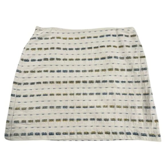 Loft Women's White Cotton Blend Striped Boucle Skirt SIZE-14 - Picture 1 of 8